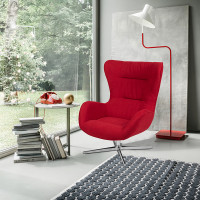 Flash Furniture ZB-WING-RED-FAB-GG Red Fabric Swivel Wing Chair